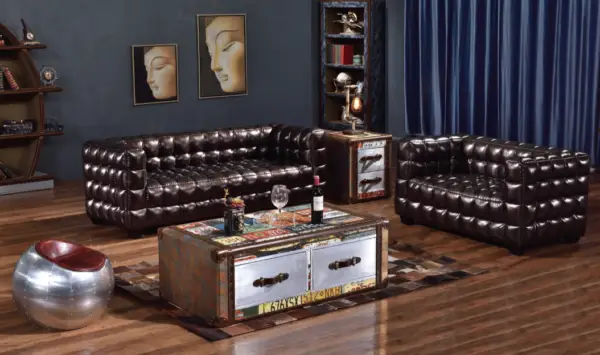 Charming Retro Tufted Leather Sofa with Timeless Appeal