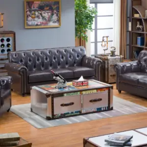 Classic Vintage - style Leather Furniture Ensemble