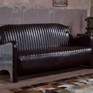 Rivet - detailed Dark Brown Leather Sofa