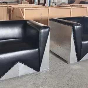 Elegant Black Leather Chair with Metal Accent Design