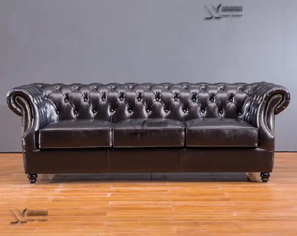 Vintage - inspired Chesterfield Leather Sofa