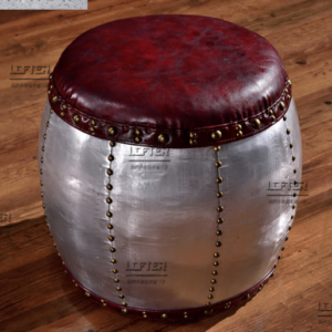Elegant Leather - topped Metal Stool