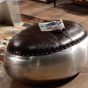 Vintage - inspired Metal and Leather Footrest