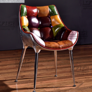Vintage - inspired Stylish Color - block Leather Chair