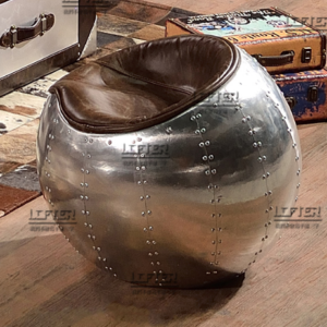 Contemporary Round Stool with Rivet Detailing