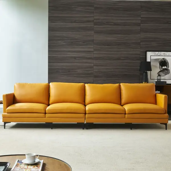 Orange Italian - Style Leather Sofa for Living Room