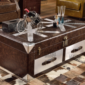 Classic Leather - metal Combination Tea Table