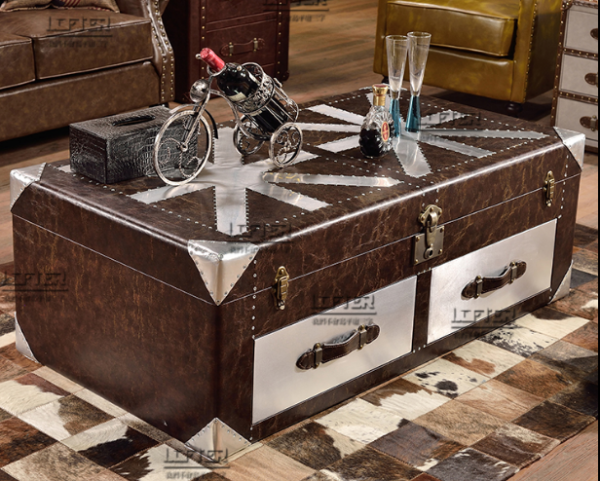 Classic Leather - metal Combination Tea Table