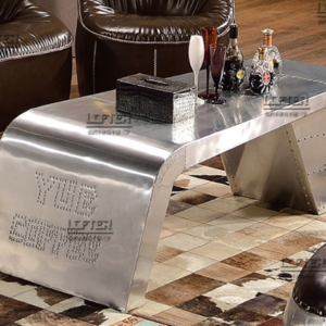 Industrial - style Curved Metal Coffee Table