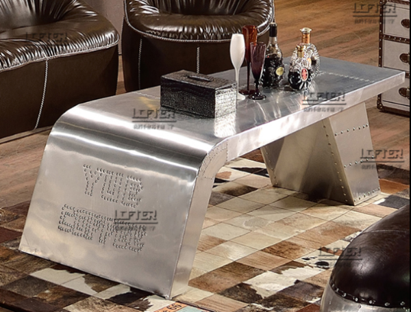 Industrial - style Curved Metal Coffee Table