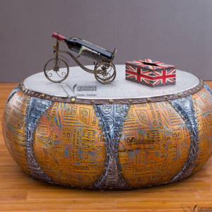 Vintage - style Round Storage Ottoman