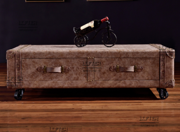 Vintage - style Wheeled Storage Trunk