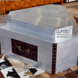 Riveted Metal and Leather Combination Trunk