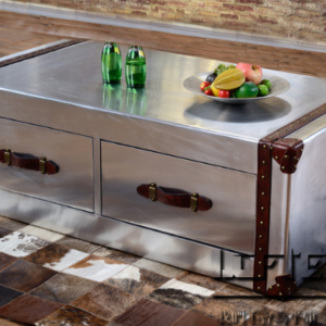 Classic Leather - accented Metal Table