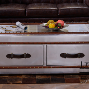 Classic Leather - trimmed Metal Coffee Table